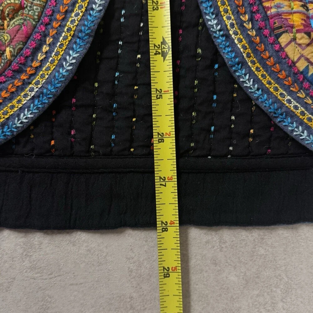 John Mark Women’s Patchwork Quilted Jacket | Boho Artisan Open‎ Front Boutique L